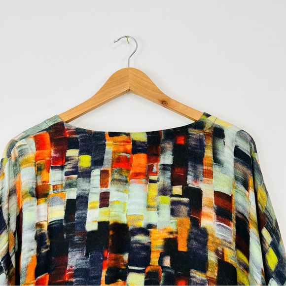 Sahara Blue and Orange Cubist Abstract Oversized Lagenlook Top UK M/L - Picture 11 of 12